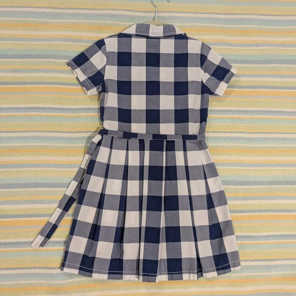 ⭐ Carter's white and blue gingham check shirt dress size 6